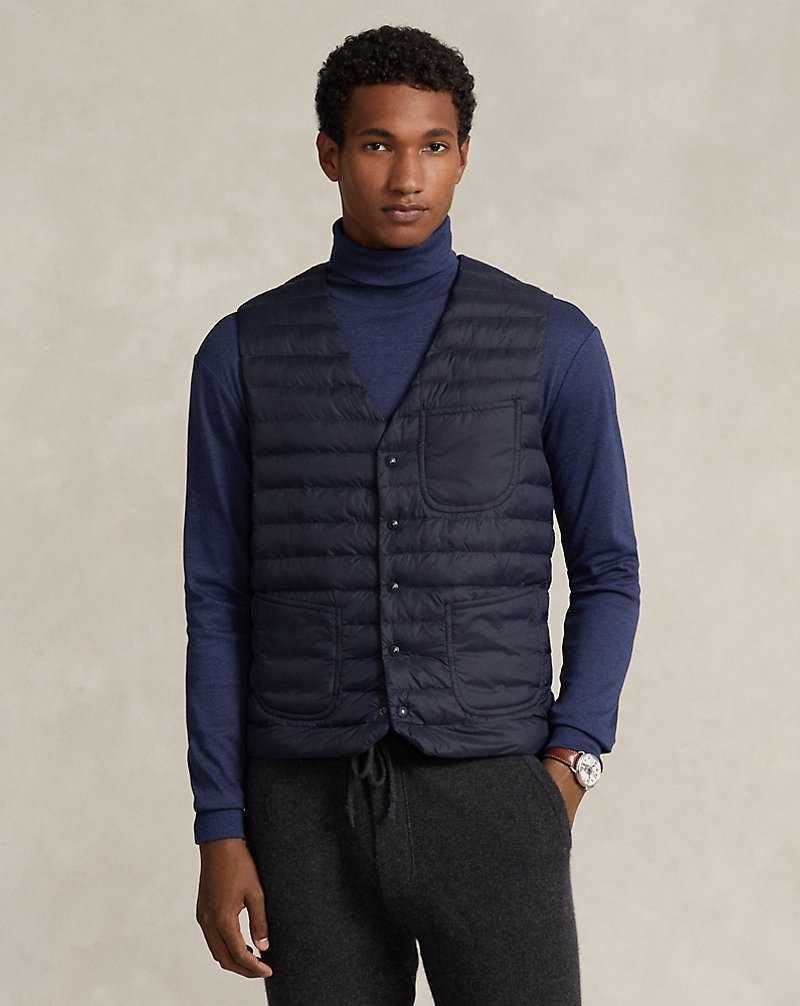 Chamarras Ralph Lauren The Beaton Water-Repellent V-Neck Gilet Hombre Azul Marino | PWEGNQO-32 - vista 1