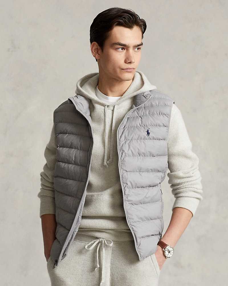 Chamarras Ralph Lauren The Colden Packable Water-Repellent Gilet Hombre Grises Claro | VPHNRLG-92 - vista 1