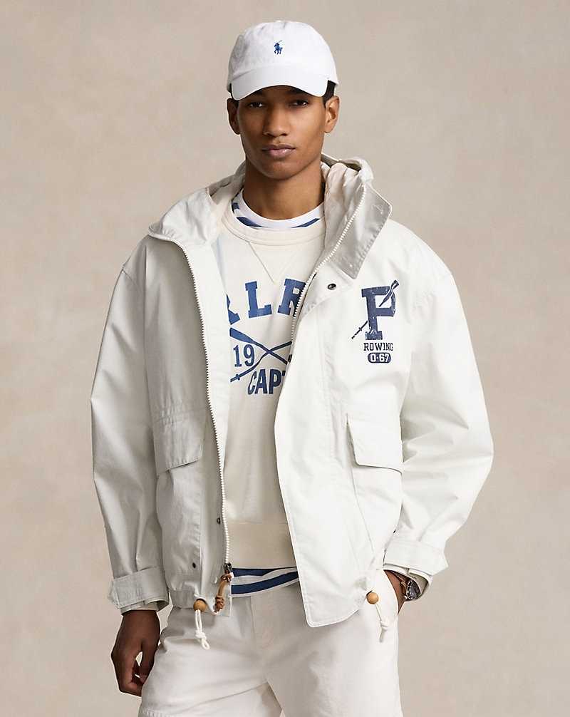 Chamarras Ralph Lauren Twill Graphic Hooded Hombre Blancos | EGTVMXF-15 - vista 1
