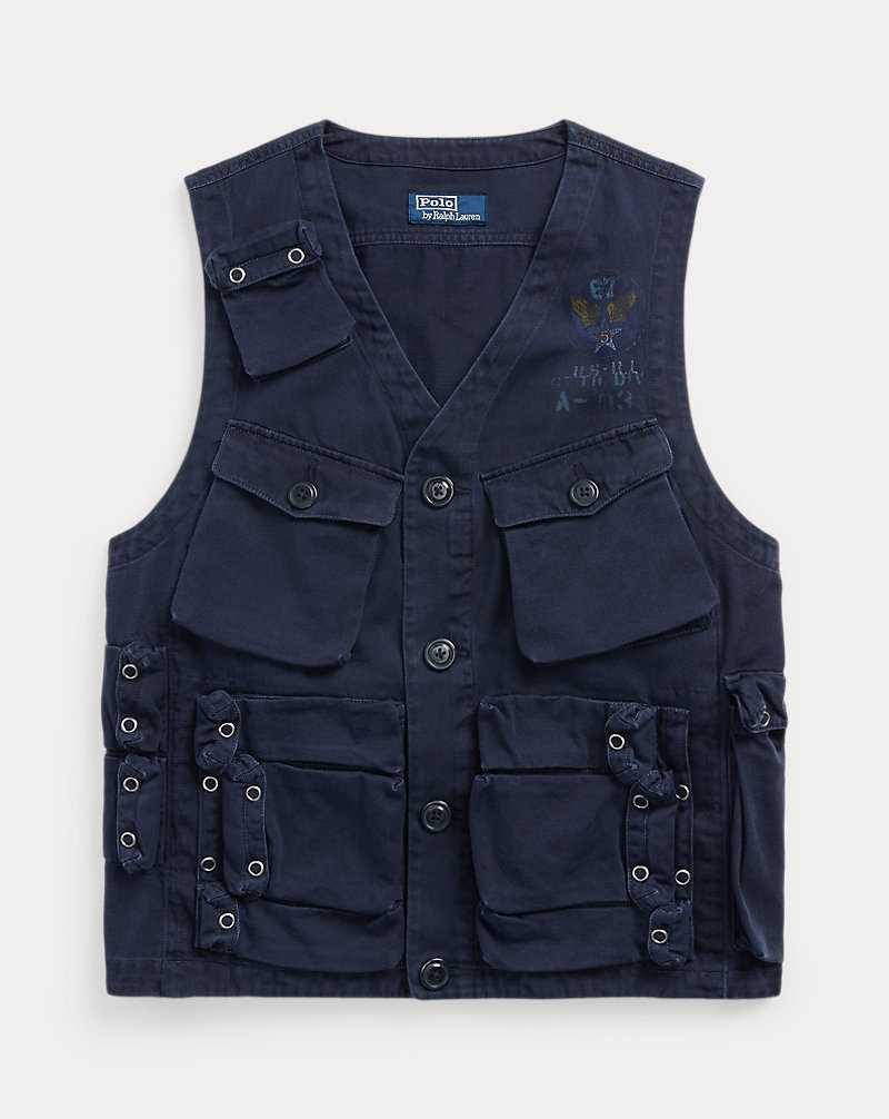 Chamarras Ralph Lauren Twill Graphic Utility Gilet Hombre Ink | QLOIXBW-72 - vista 2