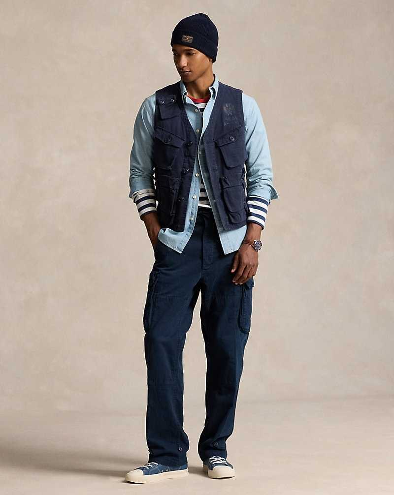 Chamarras Ralph Lauren Twill Graphic Utility Gilet Hombre Ink | QLOIXBW-72 - vista 3