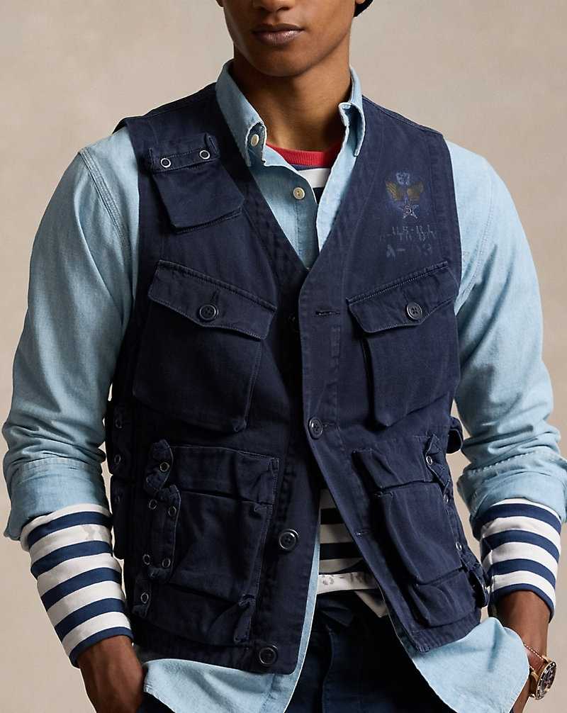 Chamarras Ralph Lauren Twill Graphic Utility Gilet Hombre Ink | QLOIXBW-72 - vista 5