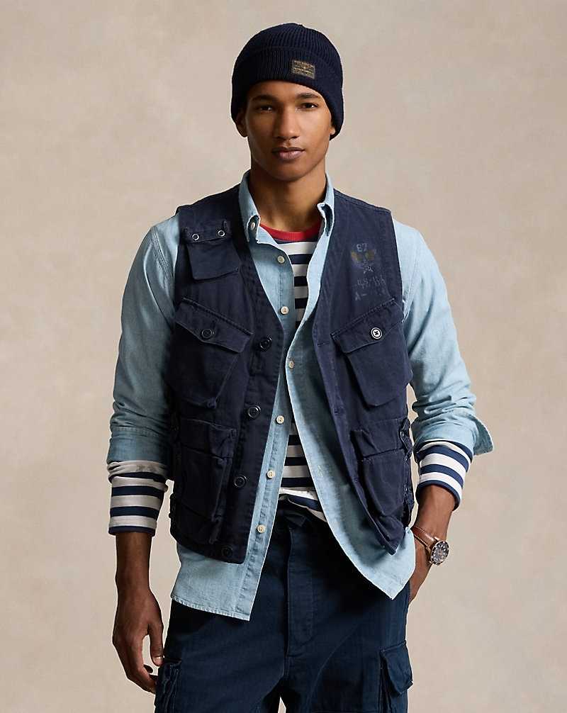Chamarras Ralph Lauren Twill Graphic Utility Gilet Hombre Ink | QLOIXBW-72 - vista 1