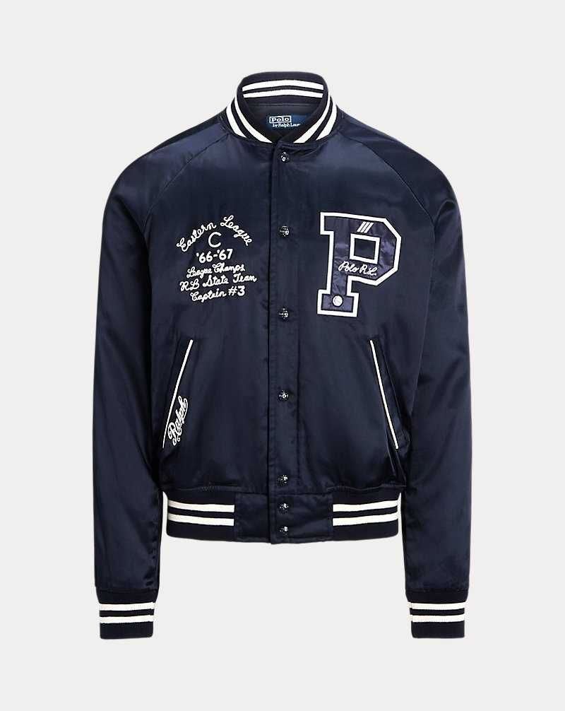 Chamarras Ralph Lauren Varsity-Inspired Satin Hombre Azul Marino | TPCYWZD-56 - vista 2