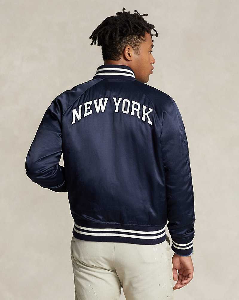 Chamarras Ralph Lauren Varsity-Inspired Satin Hombre Azul Marino | TPCYWZD-56 - vista 4