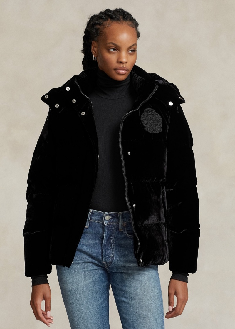 Chamarras Velvet Acolchado Down Mujer Negros | LMXW29846 - vista 1