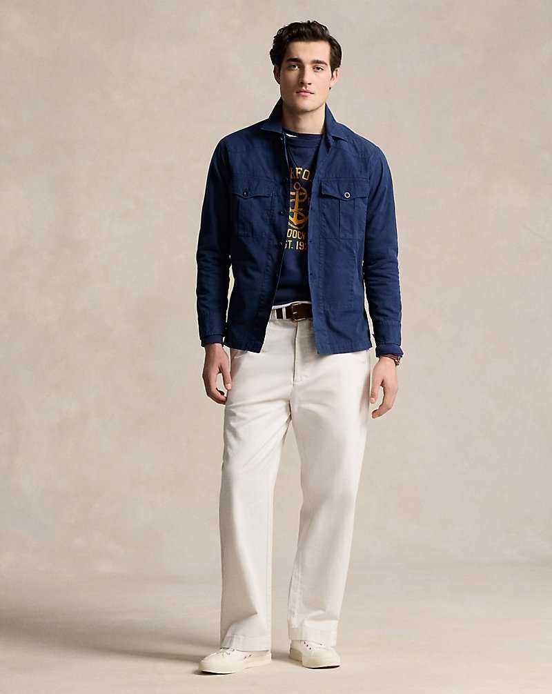 Chamarras Ralph Lauren Washed Twill Overshirt Hombre Azul Marino | TZIUNLP-46 - vista 3