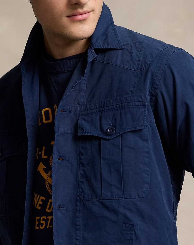 Chamarras Ralph Lauren Washed Twill Overshirt Hombre Azul Marino | TZIUNLP-46 - vista 5