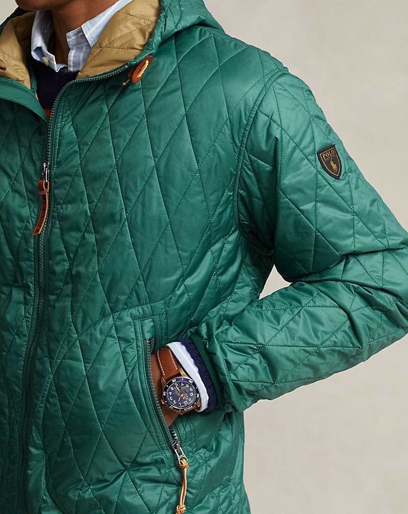 Chamarras Ralph Lauren Water-Repellent Hooded Hombre Verdes | UWZMBPT-10 - vista 5