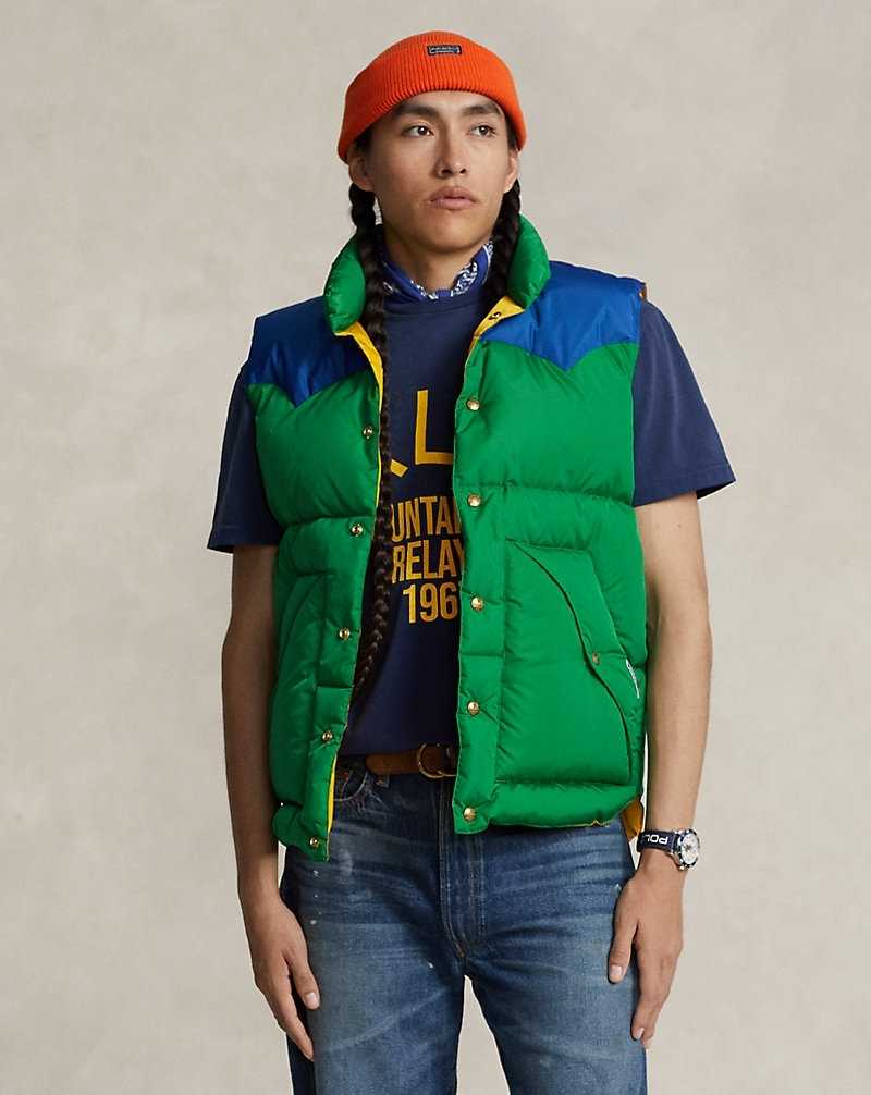 Chamarras Ralph Lauren Water-Resistant Down Western Gilet Hombre Verdes Azules | NYODRKV-49 - vista 1