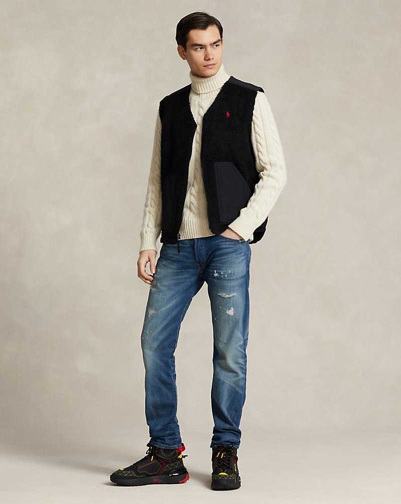 Chamarras Ralph Lauren Wind-Blocking Hybrid Gilet Hombre Negros | NFKDPJB-61 - vista 3