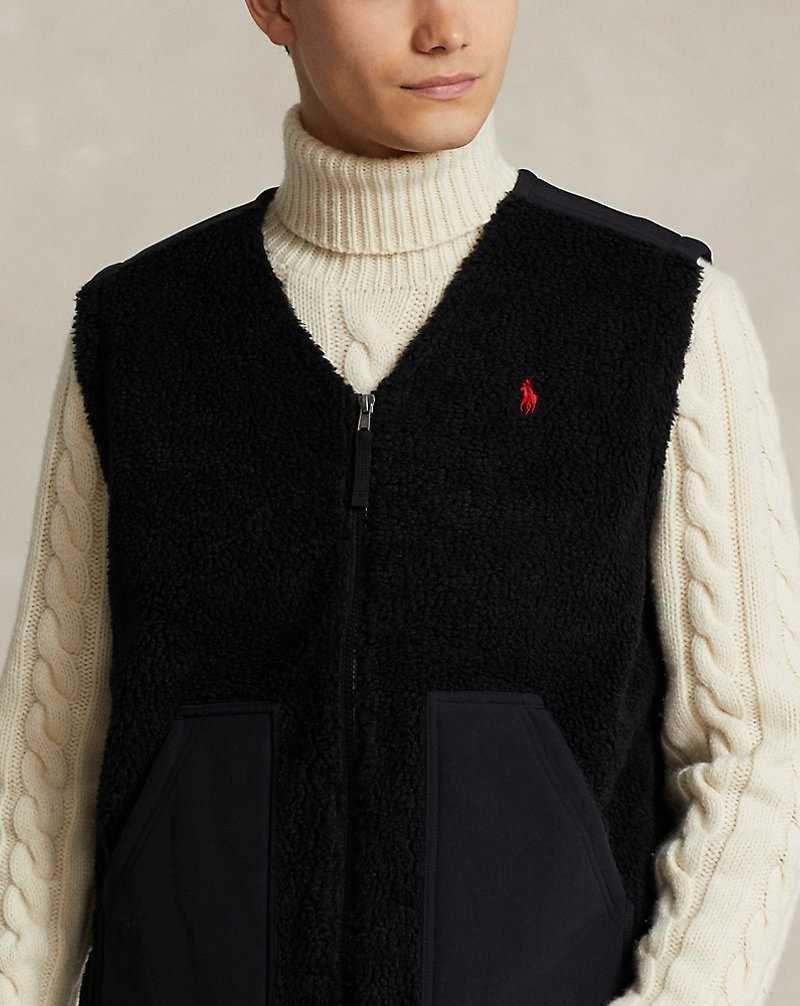 Chamarras Ralph Lauren Wind-Blocking Hybrid Gilet Hombre Negros | NFKDPJB-61 - vista 5