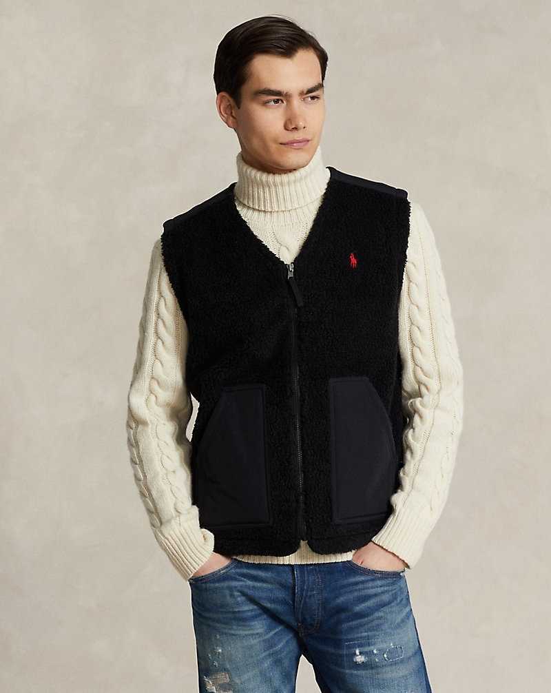Chamarras Ralph Lauren Wind-Blocking Hybrid Gilet Hombre Negros | NFKDPJB-61 - vista 1