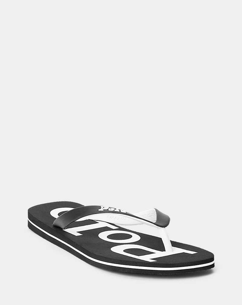 Chancletas Ralph Lauren Bolt Logo Flip-Flop Hombre Black/White | DSOVAQE-18 - vista 2