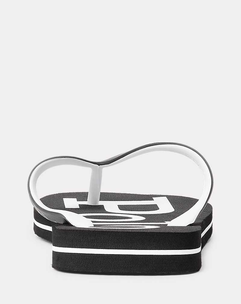 Chancletas Ralph Lauren Bolt Logo Flip-Flop Hombre Black/White | DSOVAQE-18 - vista 3