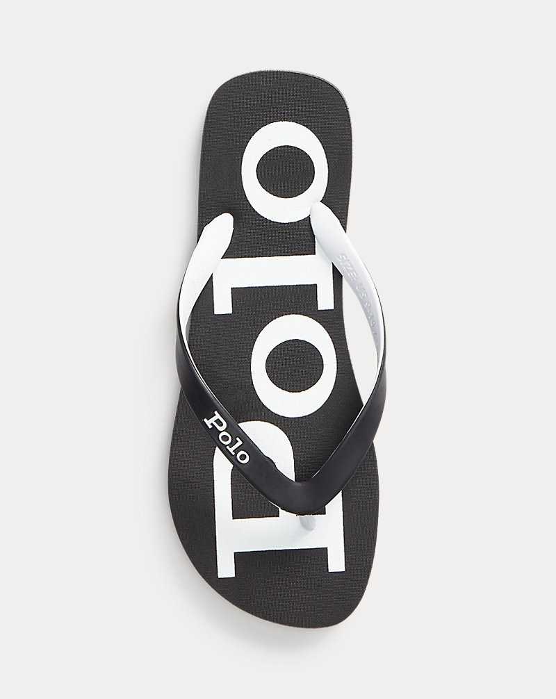 Chancletas Ralph Lauren Bolt Logo Flip-Flop Hombre Black/White | DSOVAQE-18 - vista 4