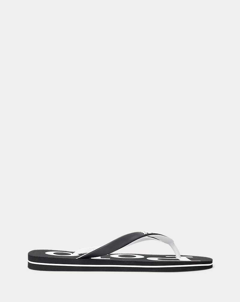Chancletas Ralph Lauren Bolt Logo Flip-Flop Hombre Black/White | DSOVAQE-18 - vista 1