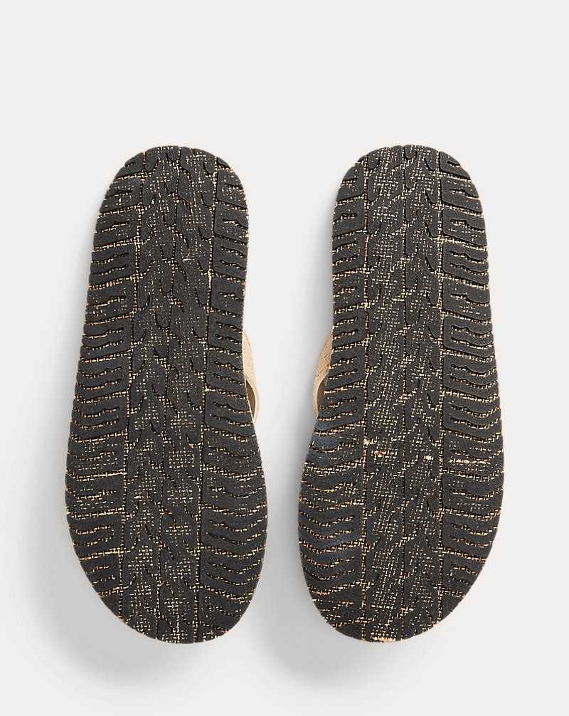 Chancletas Ralph Lauren Roughout Suede Flip-Flop Hombre Creme | GYSLVUN-41 - vista 4