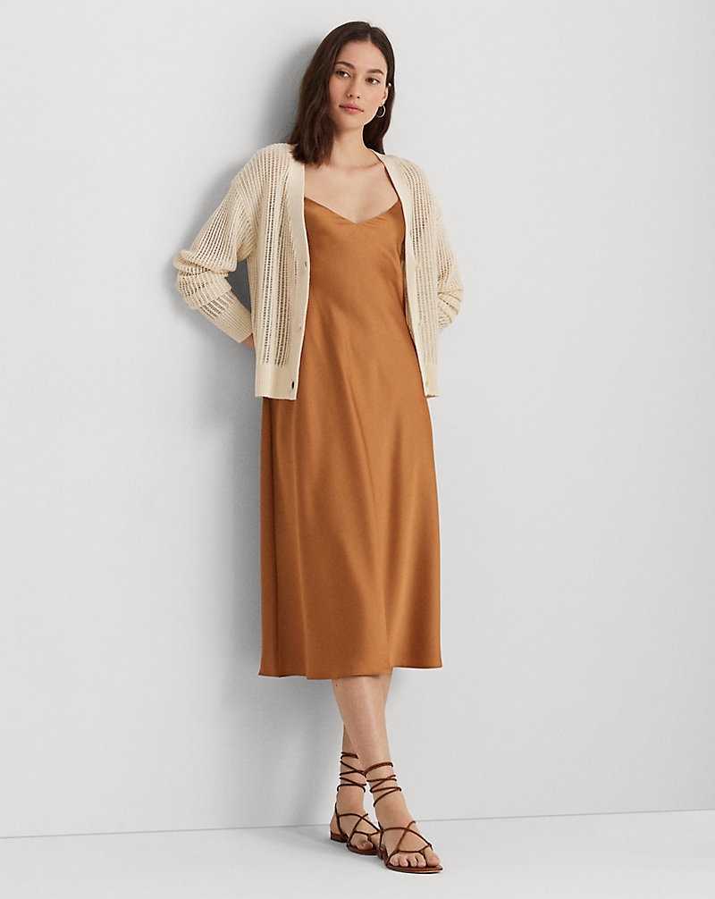 Conjuntos Ralph Lauren Linen-Blend Rib-Knit Cropped Mujer Creme | OZFDHSP-40 - vista 3