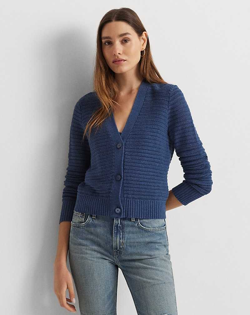 Conjuntos Ralph Lauren Linen-Cotton V-Neck Mujer Azules | YQFLGZV-26 - vista 1