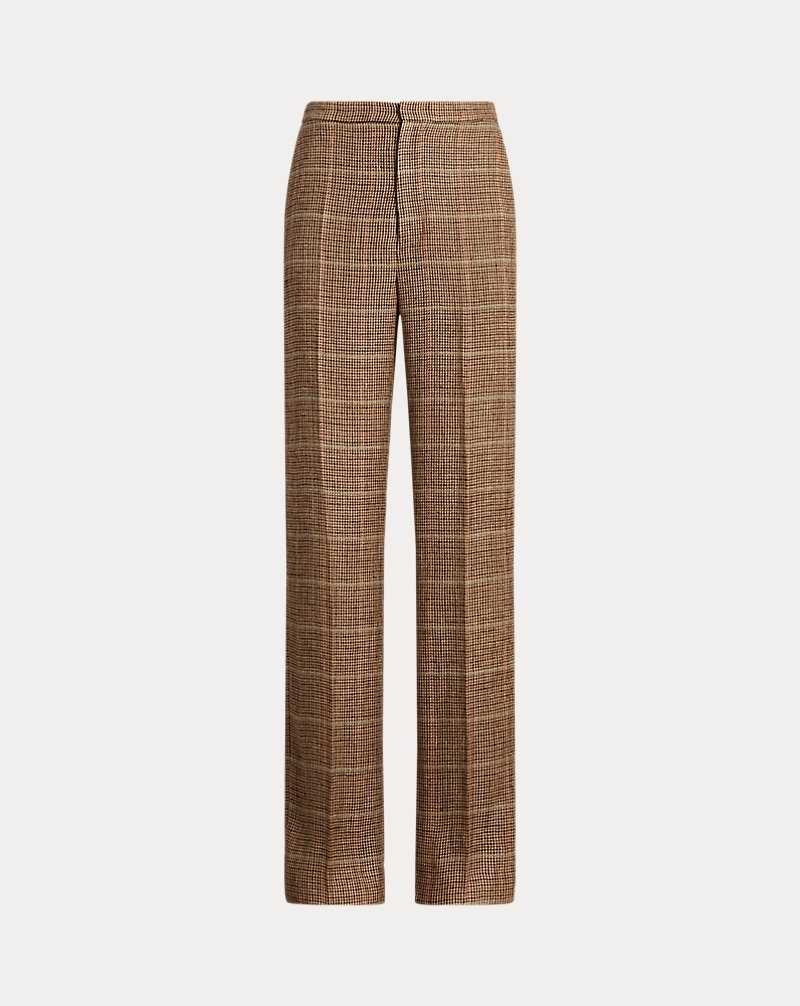 Conjuntos Ralph Lauren Plaid Linen-Silk Straight-Leg Mujer Marrom | HAXJFEY-91 - vista 2