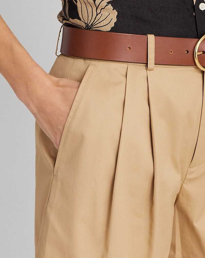 Conjuntos Ralph Lauren Pleated Cotton Twill Mujer Birch Tan | GMHTEOI-79 - vista 5