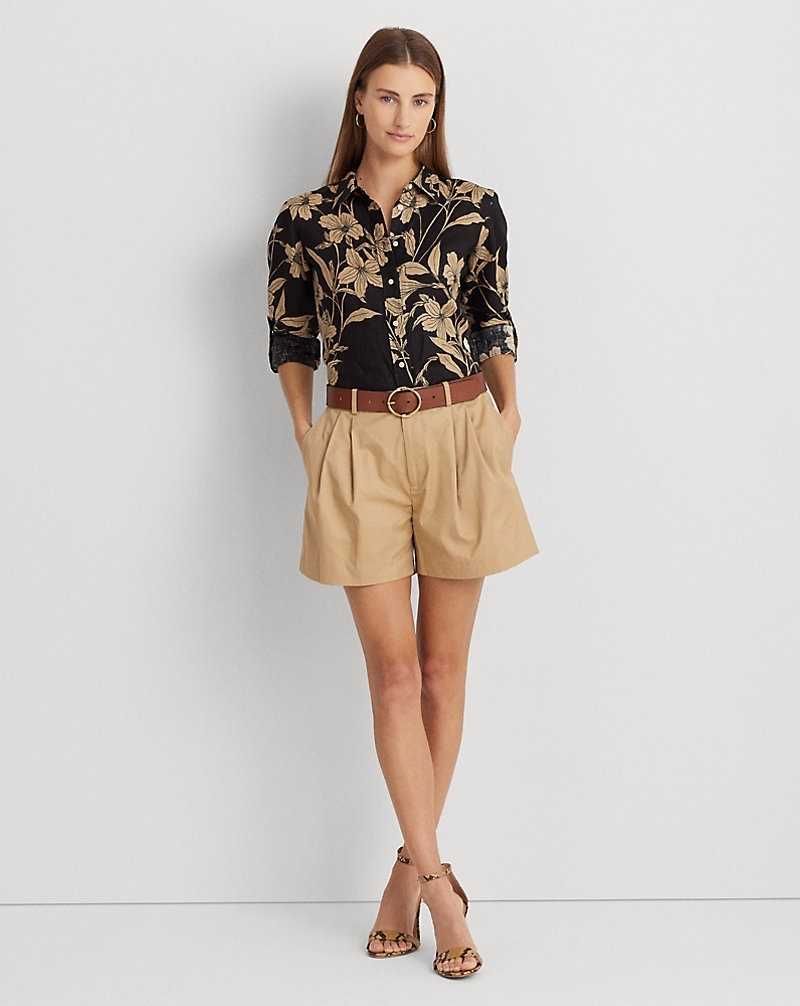 Conjuntos Ralph Lauren Pleated Cotton Twill Mujer Birch Tan | GMHTEOI-79 - vista 1