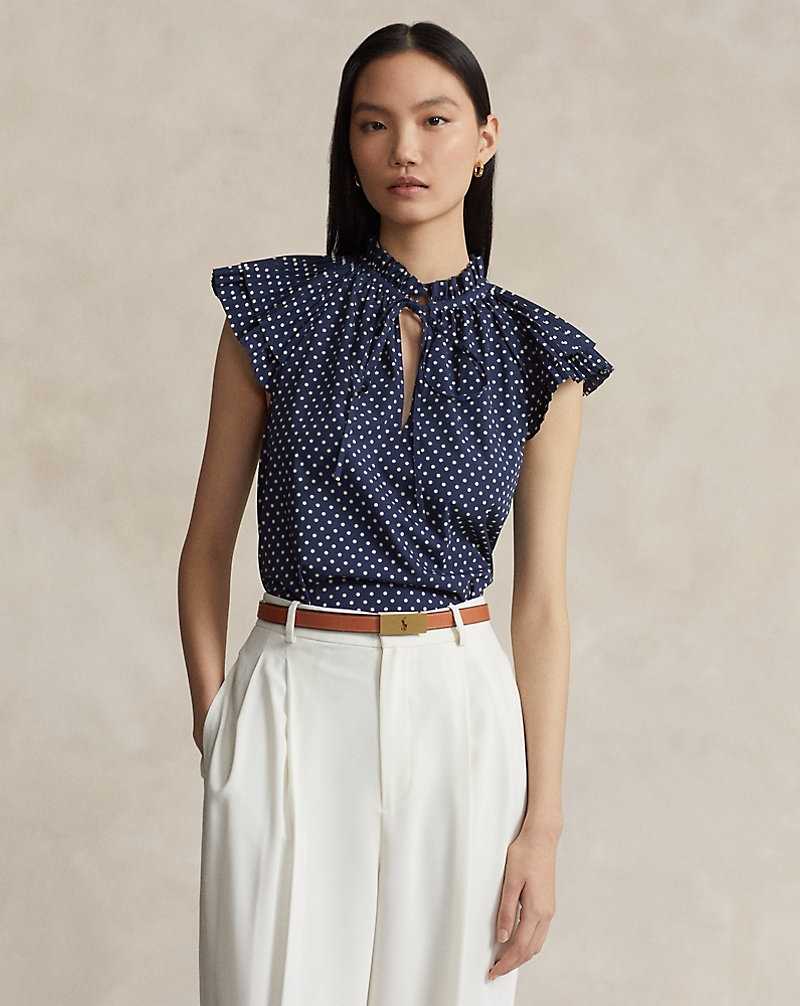 Conjuntos Ralph Lauren Polka-Dot Cotton-Blend Mujer Azul Marino | XKMPNIQ-53 - vista 1