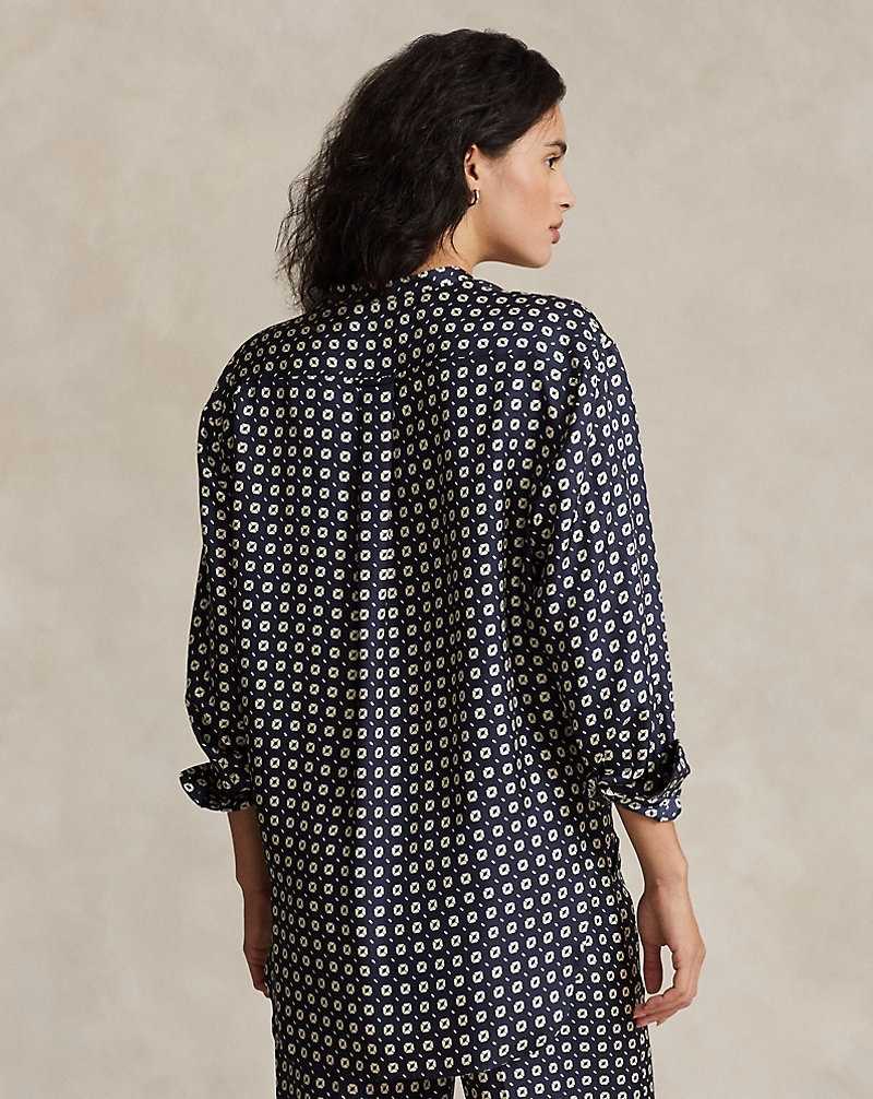Conjuntos Ralph Lauren Relaxed Fit Geo-Motif Silk Mujer 1574 Navy/Cream Geo Print | VNRLFOC-08 - vista 4