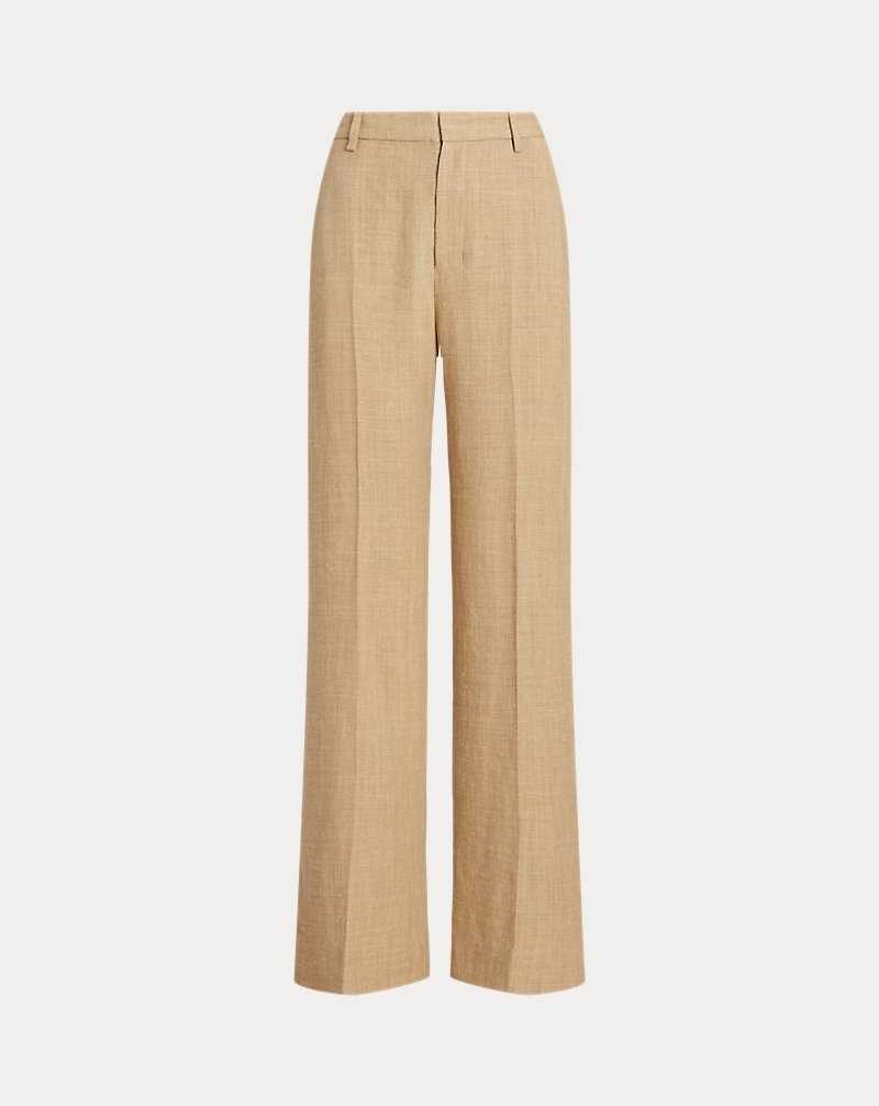 Conjuntos Ralph Lauren Silk-Linen Wide-Leg Mujer Tan Melange | QXAMDGH-21 - vista 2