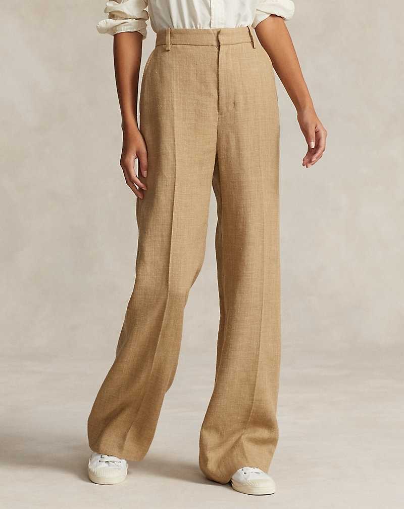 Conjuntos Ralph Lauren Silk-Linen Wide-Leg Mujer Tan Melange | QXAMDGH-21 - vista 3