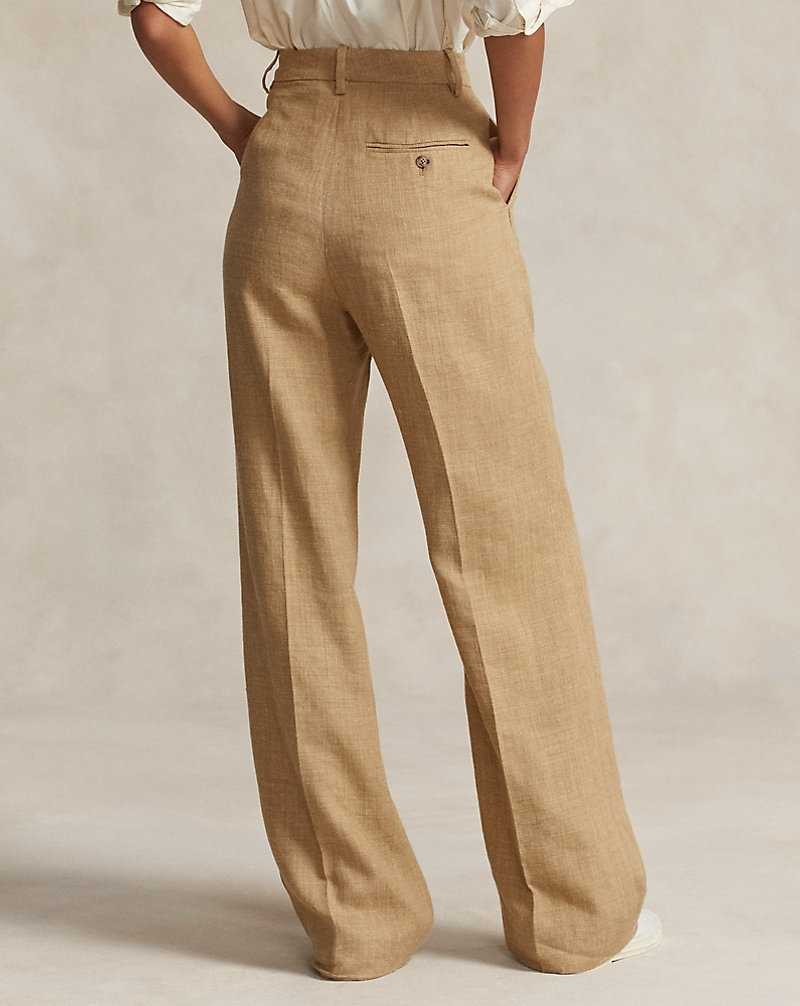 Conjuntos Ralph Lauren Silk-Linen Wide-Leg Mujer Tan Melange | QXAMDGH-21 - vista 4