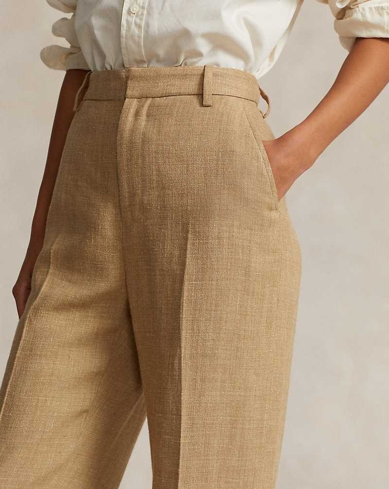 Conjuntos Ralph Lauren Silk-Linen Wide-Leg Mujer Tan Melange | QXAMDGH-21 - vista 5