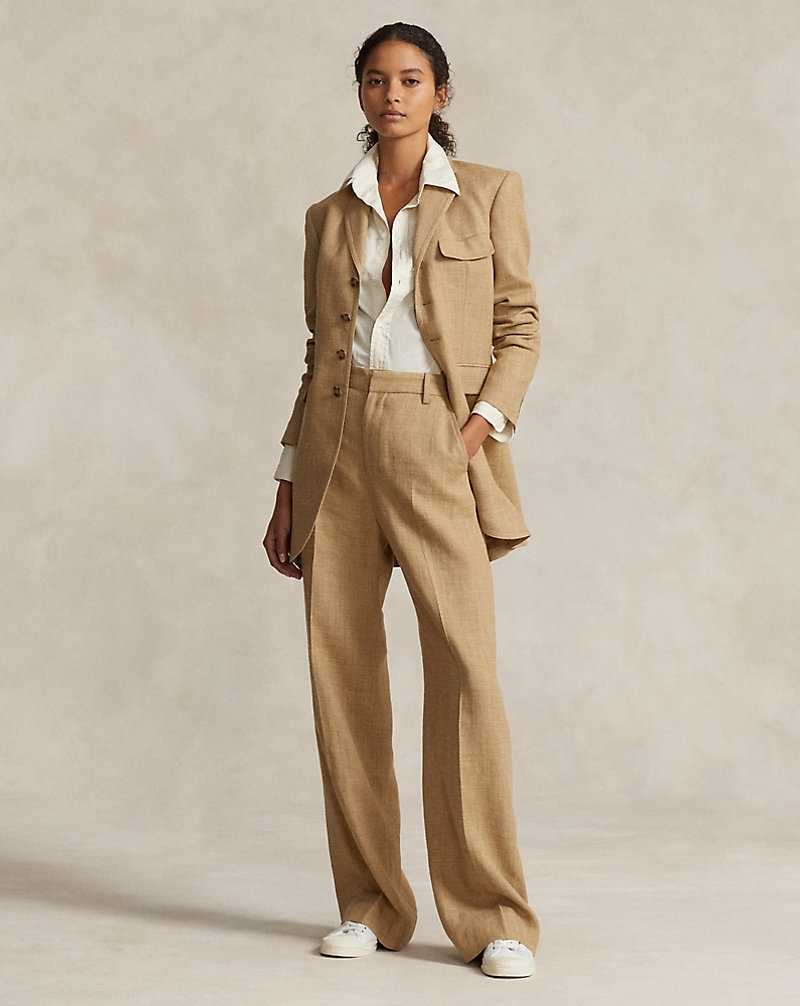 Conjuntos Ralph Lauren Silk-Linen Wide-Leg Mujer Tan Melange | QXAMDGH-21 - vista 1