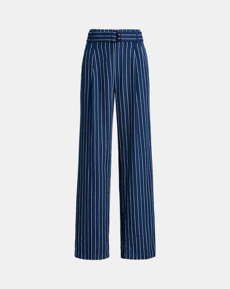Conjuntos Ralph Lauren Wide-Leg Pinstripe Twill Mujer Azules | BDZEFRG-30 - vista 2