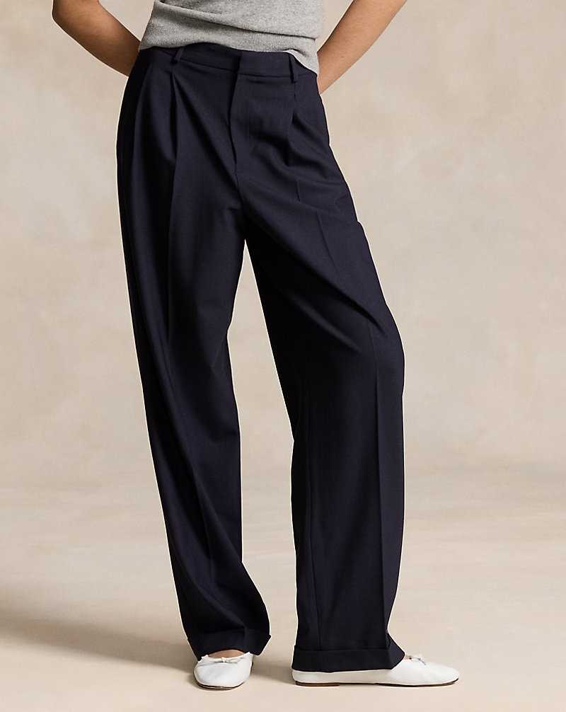 Conjuntos Ralph Lauren Wool-Blend Wide-Leg Mujer Azul Marino | ZYQKSRP-49 - vista 3