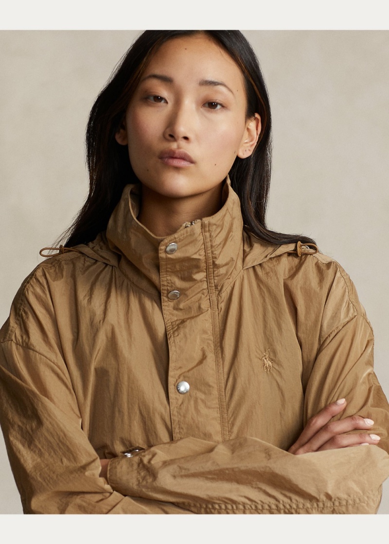 Cortavientos Agua-Resistant Encapuchado Mujer Marrom | BCKE74289 - vista 4