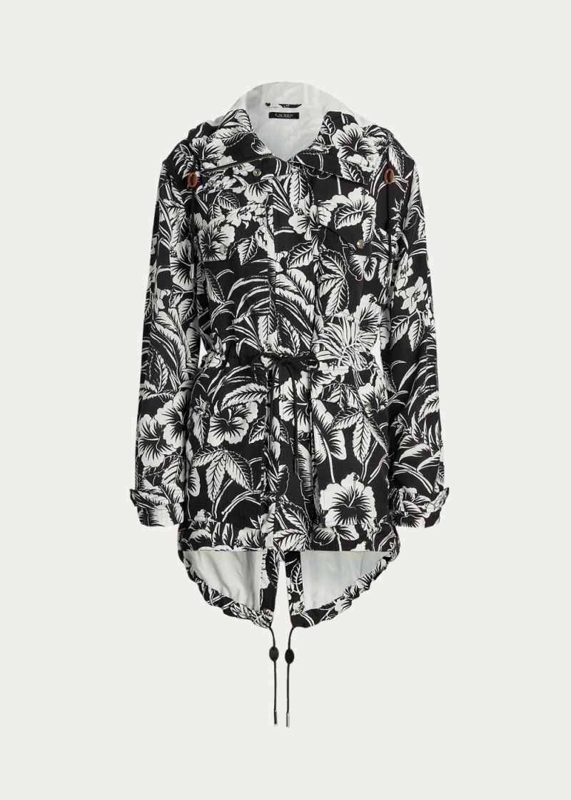 Cortavientos Floral Ripstop Encapuchado Mujer Blancos | NOKX97316 - vista 2