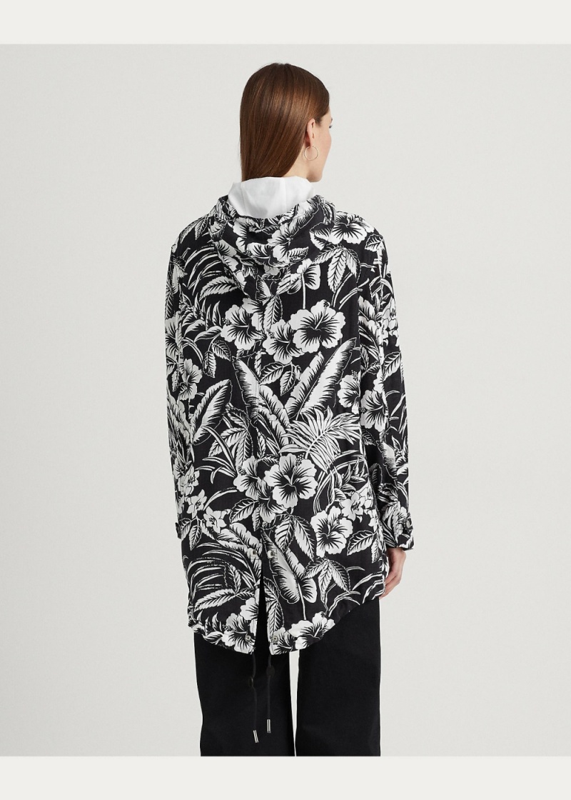 Cortavientos Floral Ripstop Encapuchado Mujer Blancos | NOKX97316 - vista 4