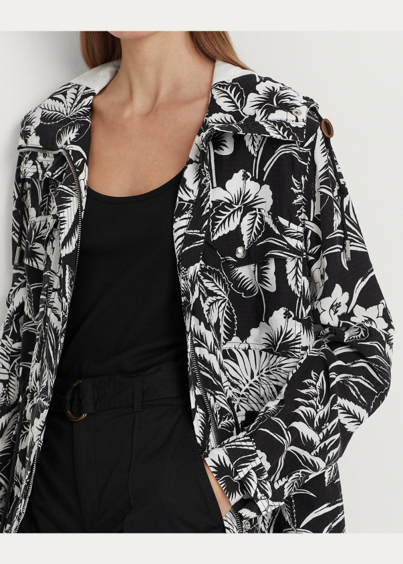 Cortavientos Floral Ripstop Encapuchado Mujer Blancos | NOKX97316 - vista 5