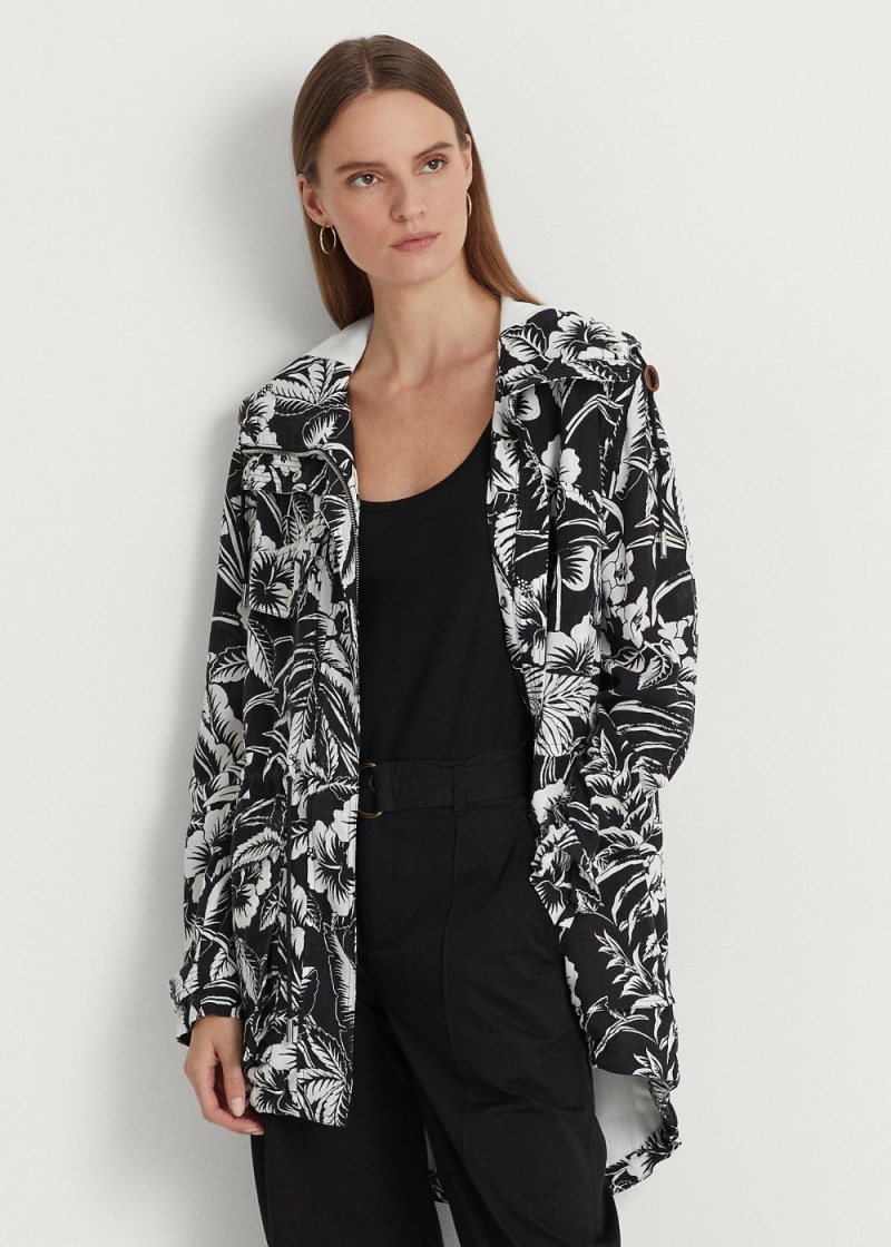 Cortavientos Floral Ripstop Encapuchado Mujer Blancos | NOKX97316 - vista 1