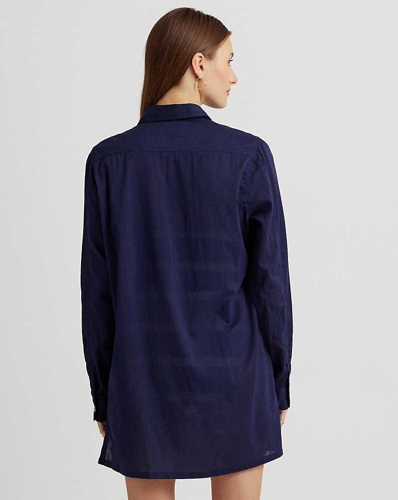 Cubrirlos Ralph Lauren Cotton Voile Camp Mujer Azul Marino Oscuro | RIOJBTD-69 - vista 4