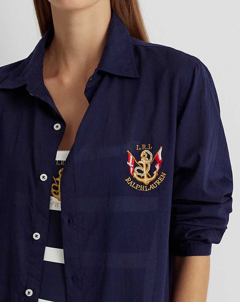 Cubrirlos Ralph Lauren Cotton Voile Camp Mujer Azul Marino Oscuro | RIOJBTD-69 - vista 5