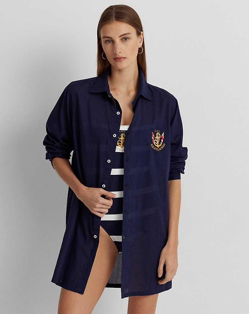 Cubrirlos Ralph Lauren Cotton Voile Camp Mujer Azul Marino Oscuro | RIOJBTD-69 - vista 1