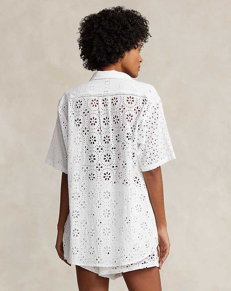 Cubrirlos Ralph Lauren Eyelet Cotton Set Mujer Blancos | EHFOWXS-13 - vista 3