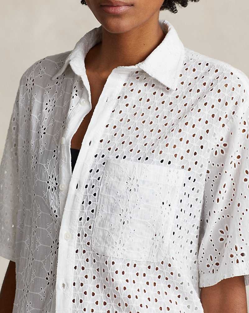 Cubrirlos Ralph Lauren Eyelet Cotton Set Mujer Blancos | EHFOWXS-13 - vista 4