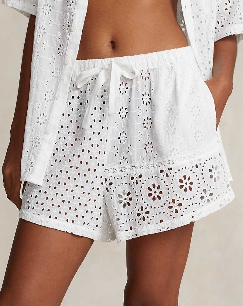 Cubrirlos Ralph Lauren Eyelet Cotton Set Mujer Blancos | EHFOWXS-13 - vista 5