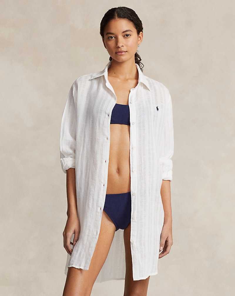 Cubrirlos Ralph Lauren Linen-Cotton Mujer Blancos | GTXURBQ-21 - vista 1