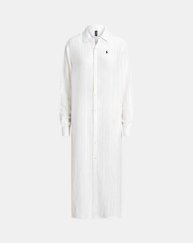 Cubrirlos Ralph Lauren Linen-Cottondress Mujer Blancos | BPHUJDQ-08 - vista 2