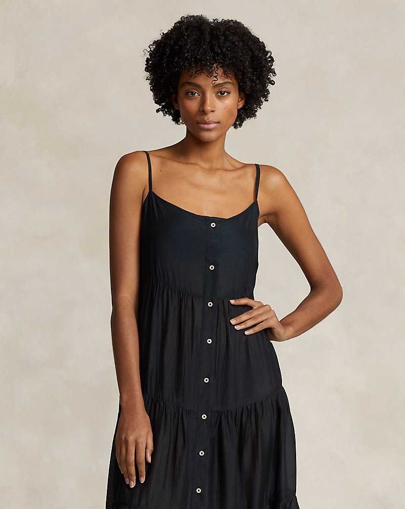 Cubrirlos Ralph Lauren Tiered Midi Mujer Negros | UPRTCND-89 - vista 3